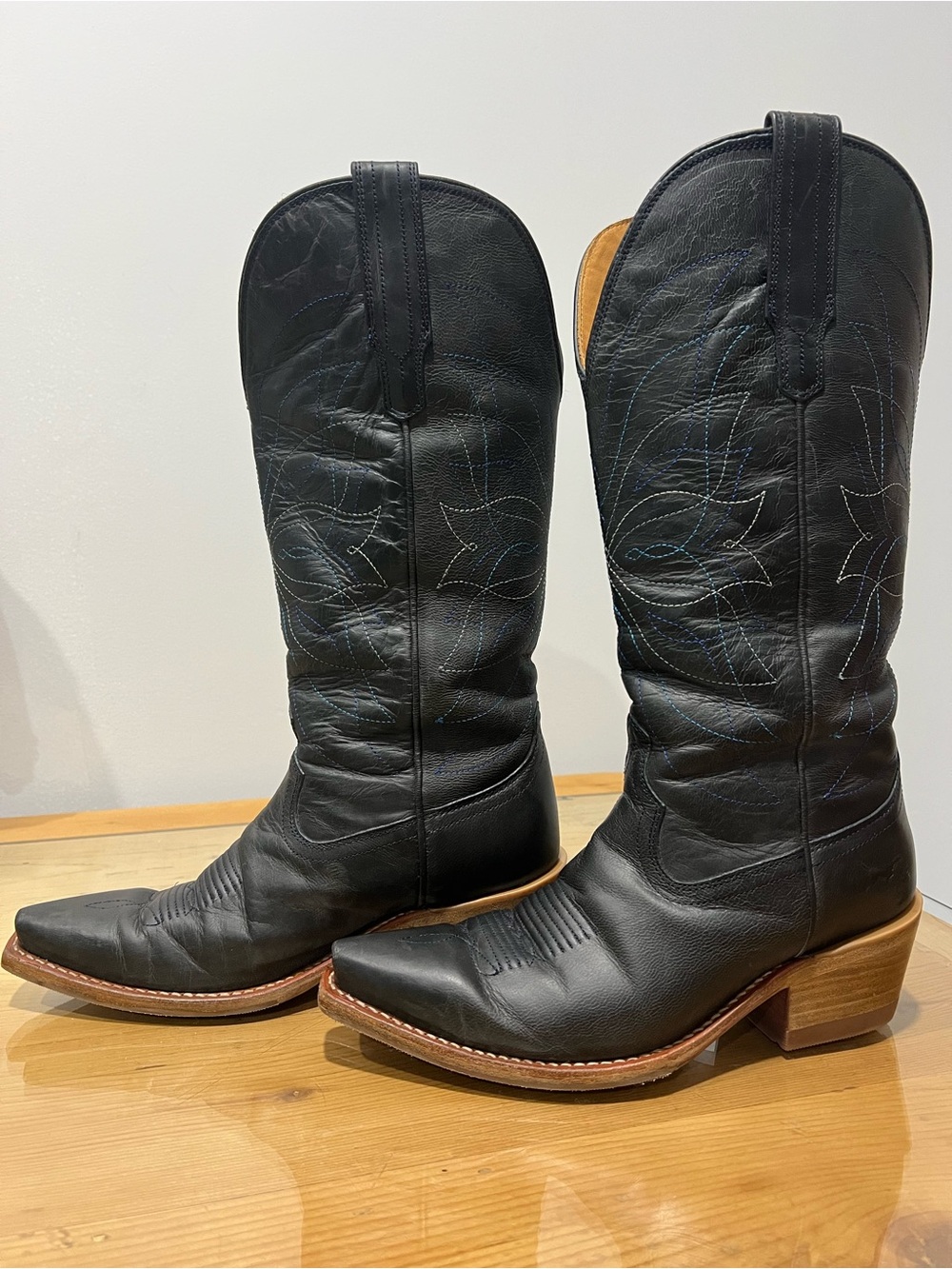Tecovas Annie Monarch Navy Leather Western Boots size 7